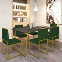 Ver imagem 2 de Conjunto Quatro Cadeiras Sala Jantar Barcelona Base Dourado:verde