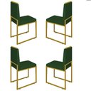 Ver imagem 1 de Conjunto Quatro Cadeiras Sala Jantar Barcelona Base Dourado:verde