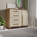Ver imagem 1 de Cômoda Villa Aurea 4 Gavetas MDF MDP Puxador Madeira Cinamomo Off White RV Móveis