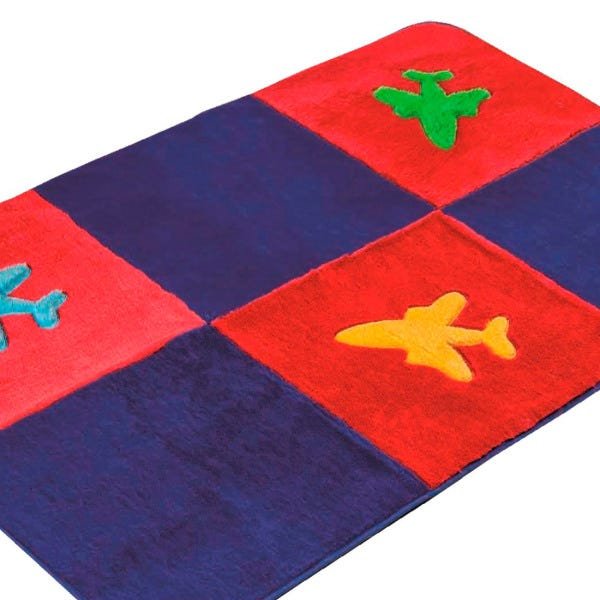 Passadeira Infantil para Quarto Pelúcia Tapete 1,20M x 74cm Bordado Avião com Antiderrapante Cor: - 3