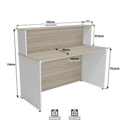 Balcão Atendimento Recepção Consultório 1200x600 Netmobil - Dubai/branco - 7