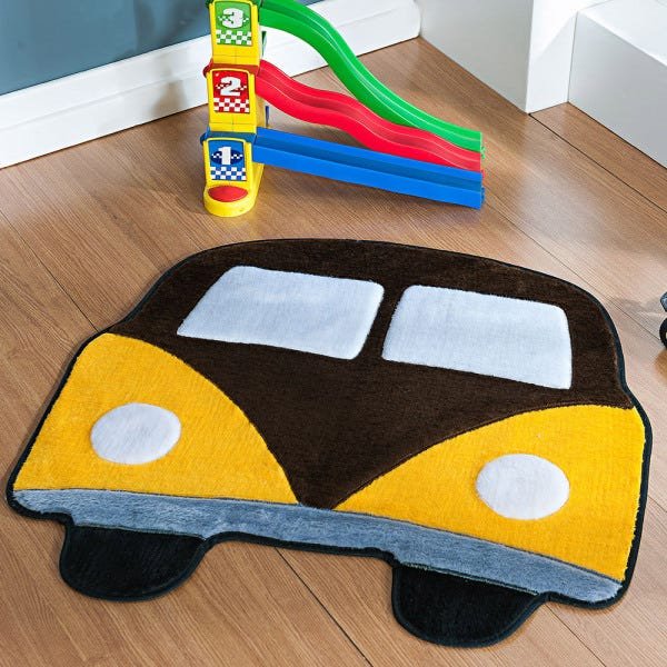 Tapete para Quarto de Menino Decorativo Infantil Pelúcia Formato Kombi 66cm Base Antiderrapante - 2