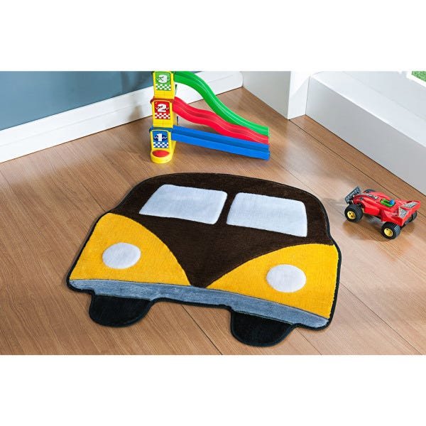 Tapete para Quarto de Menino Decorativo Infantil Pelúcia Formato Kombi 66cm Base Antiderrapante - 1