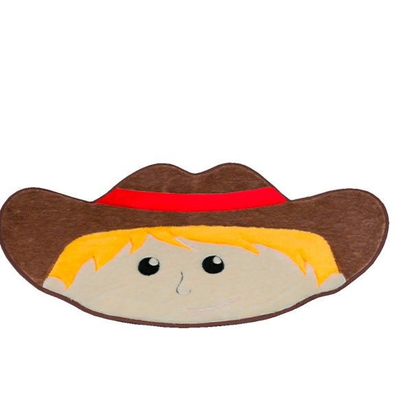 Tapete para Quarto Coleção Infantil Formato Cowboy 78cm x 55cm Tecido Pelúcia Antiderrapante Cor - 3