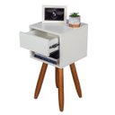 Ver imagem 5 de Kit 2 Mesas de Cabeceira Retro Off White 30cm Pé Palito Castanho Envio Montada