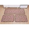 Tapetes para Cozinha Atoalhado Estampa Floral com Base Antiderrapante 3 Peças Cor: Bege - 1