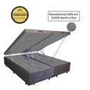 Ver imagem 3 de Base Box Baú King Luxo Blindado Bipartido AColchoes Suede Marrom 49x193x203