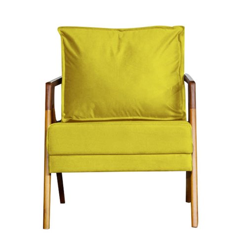 Poltrona Cadeira Mona Recepção - Veludo Amarelo