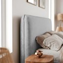 Ver imagem 2 de Cabeceira para Cama Box King Size Mirella 195cm Moderna com Frame Linho Cinza Claro - Desk Design