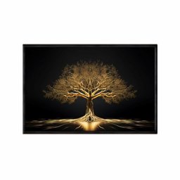 Quadro Decorativo - Arvore da Vida Dourada Art050 - Tela Canvas - 80x60cm - 1