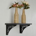 Ver imagem 2 de Par Mãos Francesas Decorativas Ornamentada 20cm Floral Aço Preto