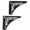 Ver imagem 1 de Par Mãos Francesas Decorativas Ornamentada 20cm Floral Aço Preto