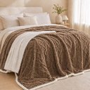 Ver imagem 3 de Cobertor Manta Santiago Casal 190x210cm Microfibra Dupla Face Sherpa Marrom Claro Clara Luz Decora