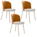 Ver imagem 1 de Kit 3 Cadeiras Sala de Jantar Estofada Gavi Arena L02 Couríssimo Whisky Linho Cru Lyam Decor