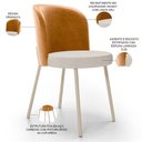 Ver imagem 7 de Kit 3 Cadeiras Sala de Jantar Estofada Gavi Arena L02 Couríssimo Whisky Linho Cru Lyam Decor