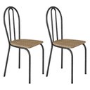 Ver imagem 1 de Kit 2 Cadeiras de Cozinha Texas Estampado Rattan Pés de Ferro Cromo Preto - Pallazio