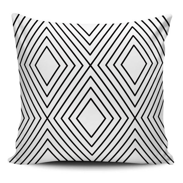 Almofada decorativa Geometrica Losangolos Preto Branco 45x45 - 1