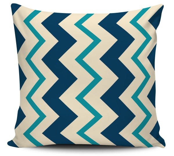 Almofada Decorativa Geometrica Chevron Azul 45x45cm - 1