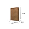 Guarda Roupa Flex 2 Portas de Correr 2 Gavetas Nantes - Lanza:noce Bronze C/ Espelho - 4