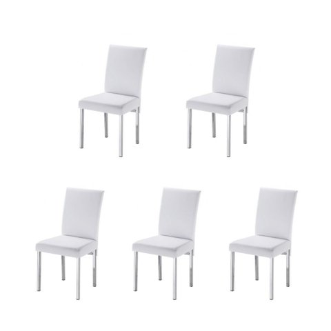 Kit 5 Cadeiras Vitória para Sala de Jantar-Assento sintético branco GAT MAGAZINE