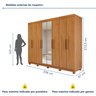 Guarda-roupa 8 Portas 4 Gavetas com Espelho e com Pé Andara Soft - 3