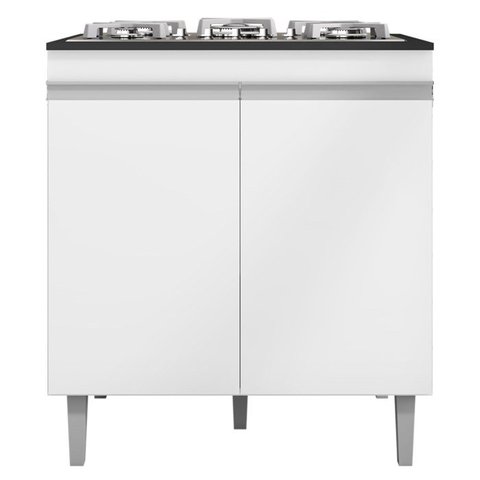 Balcao Com Tampo Cooktop 79 cm 2 Portas Andreia Branco REAJL