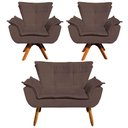 Ver imagem 5 de Kit 01 Namoradeira e 02 Poltronas Opala Suede Marrom