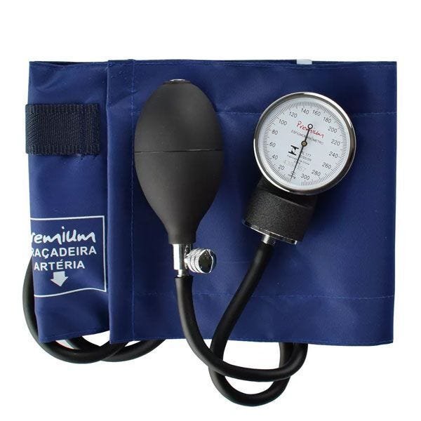 Esfigmomanômetro Medidor de Pressão Aneroide Nylon com Fecho de contato G-TECH Premium Cor: Azul