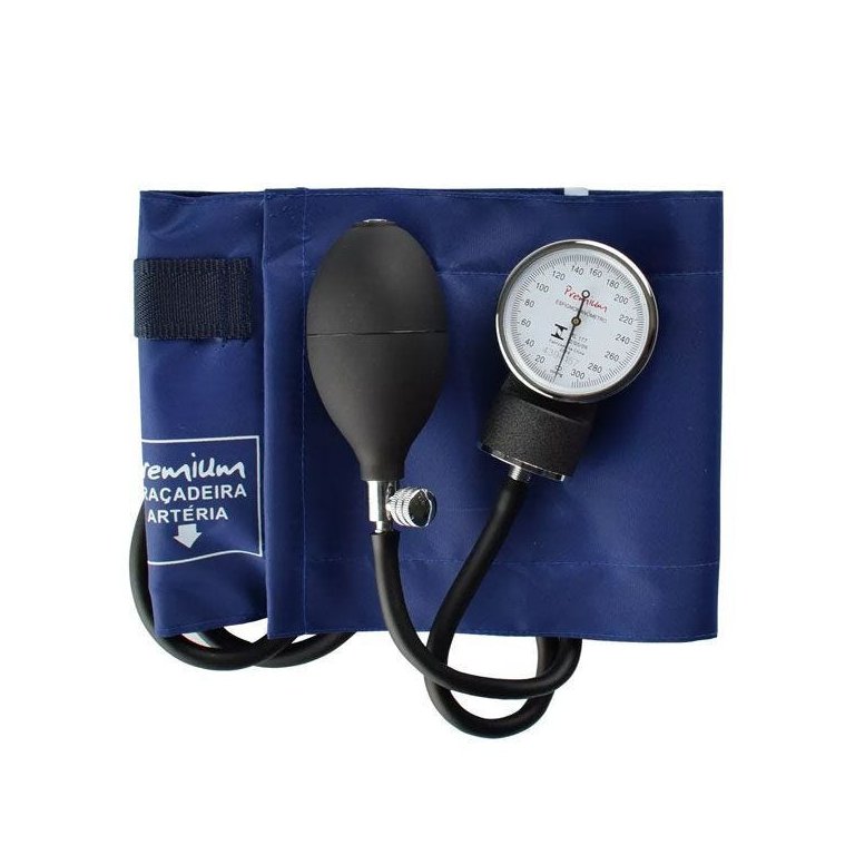 Esfigmomanômetro Medidor de Pressão Aneroide Nylon com Fecho de contato G-TECH Premium Cor: Azul
