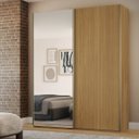 Ver imagem 1 de Guarda Roupa Solteiro Mdf 2 Portas 1 com Espelho 178,5 Cm Raffinato Belmax:freijó