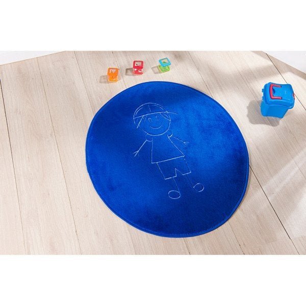 Tapete de Pelúcia Infantil para Quarto de Menino 78cm x 68cm Bordado com Antiderrapante Cor: Azul - 1