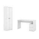 Ver imagem 1 de Escritório com Mesa para Computador 2 Gavetas com Armário 2 Portas Branco - Fdecor