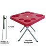Mesa Praia Petisqueira Dobravel e Suporte Guarda Sol Chão Cor:vermelho - 5