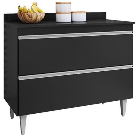 Balcão Gabinete para Cozinha com Tampo 100cm Less M05 Preto - Inoviza