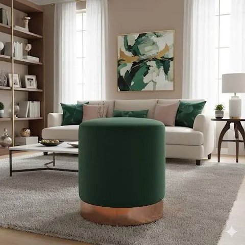 Puff Rodapé Rose Gold, Cor Verde Veludo - Let Móveis