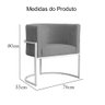 Poltrona Luana Suede Cinza Base Metálica Branca - Vallisa Decor - 5
