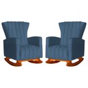 Ver imagem 1 de Conjunto 2 Poltronas Estofadas de Balanço Melinda Suede Azul Royal - LM DECOR