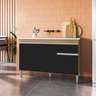 120cm Balcão Gabinete Cozinha Tatiane Amendoa/preto sem Tampo Ajl - 2