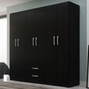 Ver imagem 1 de Guarda-Roupa Casal Atalaia 6 Portas 2 Gavetas Preto - Evidencia Móveis