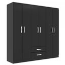 Ver imagem 2 de Guarda-Roupa Casal Atalaia 6 Portas 2 Gavetas Preto - Evidencia Móveis