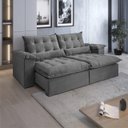 Ver imagem 1 de Sofá 2,70 Retrátil e Reclinável Valentina Com Molas Bonnel 5 Lugares:Cinza