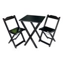 Ver imagem 1 de Jogo de Mesa Dobrável 60x60 com 2 Cadeiras Decor Tarimatã para Area Gourmet - Preto - Cor: Preto