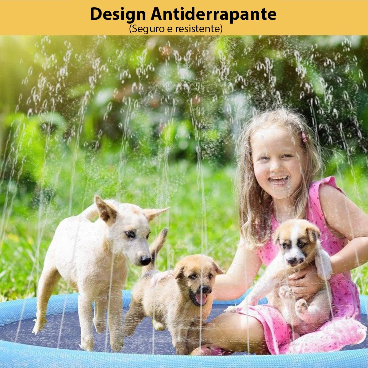 Piscina Tapete Chafariz Inflavel Agua Pet Criança Cachorro Verao Divertido Brincadeira Sol Jardim Qu - 6