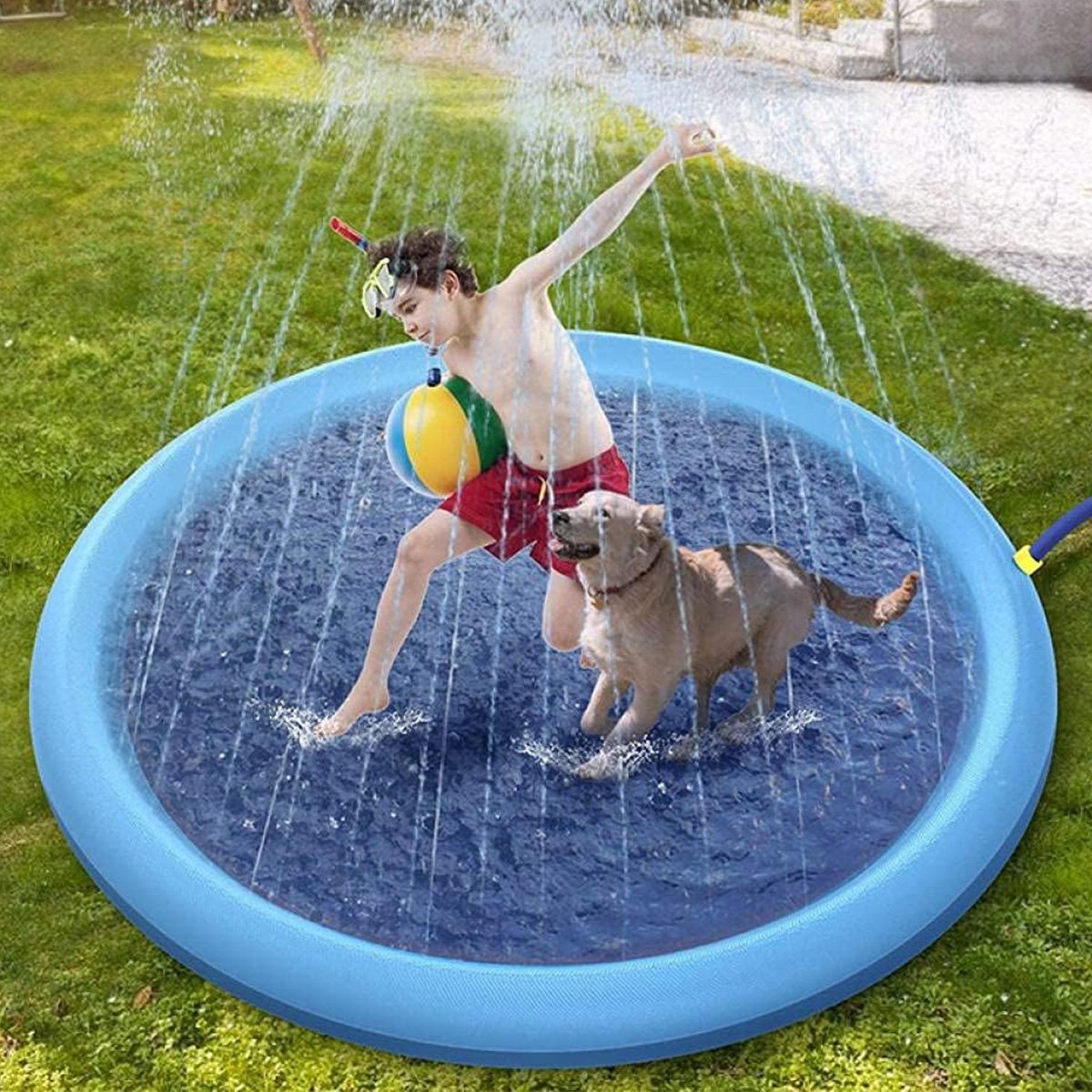 Piscina Tapete Chafariz Inflavel Agua Pet Criança Cachorro Verao Divertido Brincadeira Sol Jardim Qu - 2