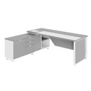 Ver imagem 2 de Mesa Executiva com Armário Lateral e Caixa de Tomadas 3 Gavetas 180cm Corporate Cinza Sagrado e Bran