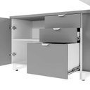 Ver imagem 6 de Mesa Executiva com Armário Lateral e Caixa de Tomadas 3 Gavetas 180cm Corporate Cinza Sagrado e Bran