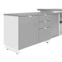 Ver imagem 4 de Mesa Executiva com Armário Lateral e Caixa de Tomadas 3 Gavetas 180cm Corporate Cinza Sagrado e Bran