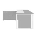 Ver mais imagens de Mesa Executiva com Armário Lateral e Caixa de Tomadas 3 Gavetas 180cm Corporate Cinza Sagrado e Bran