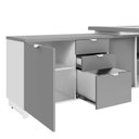 Ver imagem 5 de Mesa Executiva com Armário Lateral e Caixa de Tomadas 3 Gavetas 180cm Corporate Cinza Sagrado e Bran