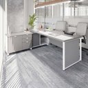 Ver imagem 1 de Mesa Executiva com Armário Lateral e Caixa de Tomadas 3 Gavetas 180cm Corporate Cinza Sagrado e Bran